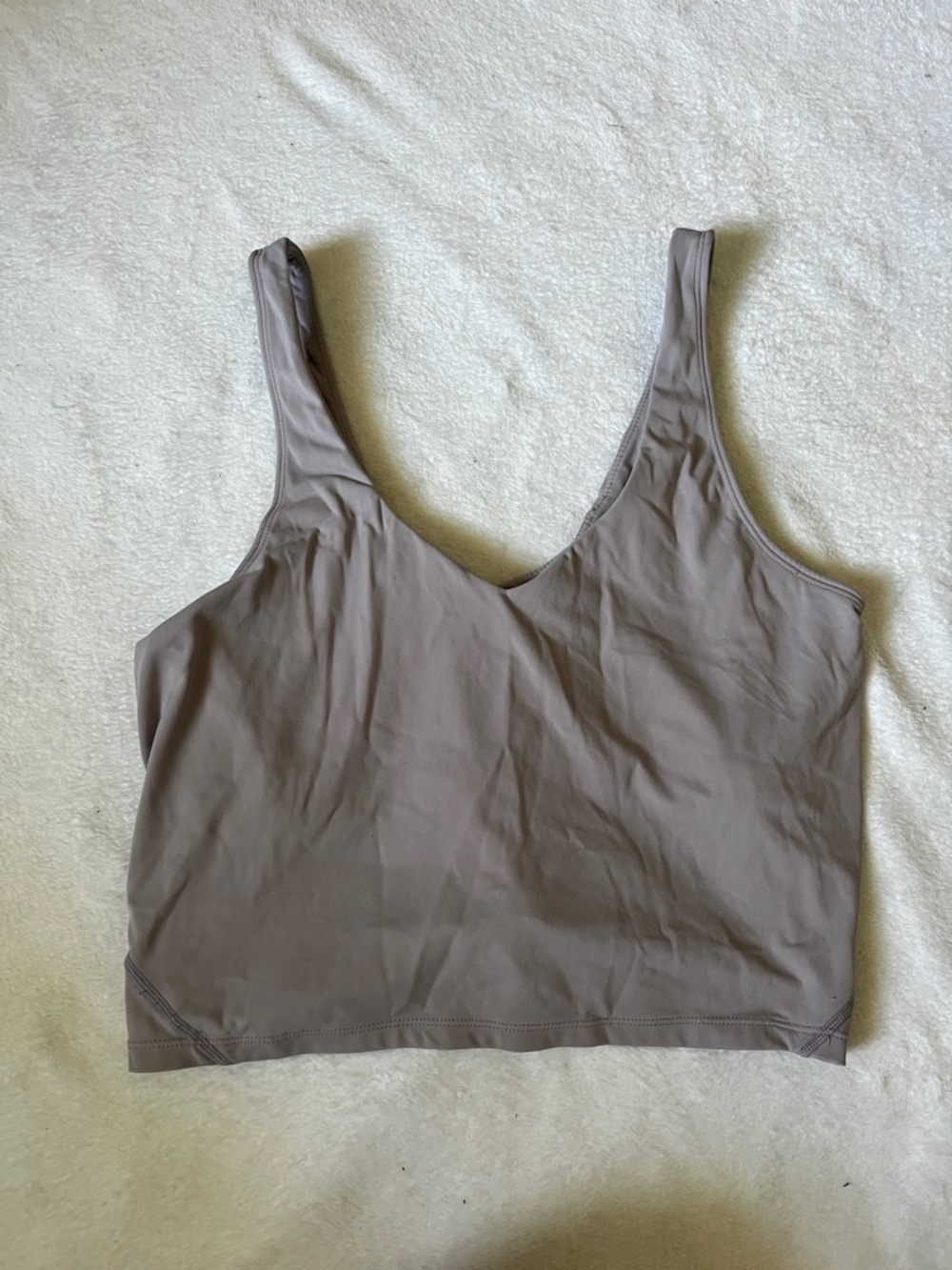 Soft V-Neck Crop Tank Top in Taupe